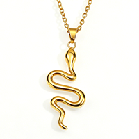Collier pendentif serpent vintage en acier inoxydable pour femme, couleur or et argent, étanche, chaîne de clavicule de niche, bijoux