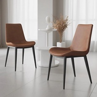 Chaise de salle à manger de style nordique, légère et luxueuse, minimaliste moderne, avec dossier en fer forgé, en cuir résistant aux griffures de chat, extra-stable, en carbone