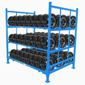 Depo otomotiv parçaları lojistik kullanımı için ağır katlanabilir çelik lastik depolama rafı ayrılabilir <span class=keywords><strong>Metal</strong></span> istifleme palet - Product Image 1