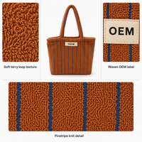 Sac fourre-tout de luxe personnalisé en tissu éponge pour femme, rayé, à bandoulière, pour la plage, les voyages, la natation, l'été, vente en gros