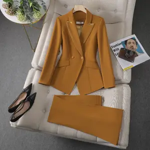 Desenho de terno para mulheres com calças e smoking, roupa de escritório única formal para mulheres
