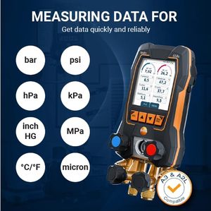 Testo 558s AC Manifold Gauge Set-HVAC 2X 115i Pipe-<b>Clamp</b> Thermometer 4 <b>Hoses</b> 4-Way USB-C High Accuracy 1 Year Warranty IP65 - Product Image 4