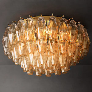 24" Murano Clear Glass Flush Mount Chandeliers For Living Room Bedroom Luxury Design Hotel Room Round Modern Glass Ceiling Lamps - Product Image 1