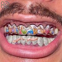 Bereal Jewelry Grillz, Grillz Dentales Personalizados de Oro de 10k, 14k y 18k, VVS, Diseño La Última Cena, Brillantes, Joyería Fina