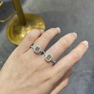 <span class=keywords><strong>Anello</strong></span> in argento 925 con moissanite color champagne <span class=keywords><strong>da</strong></span> <span class=keywords><strong>1</strong></span> <span class=keywords><strong>carato</strong></span>, taglio smeraldo baguette, placcato in rodio, <span class=keywords><strong>anello</strong></span> di fidanzamento per donna - Product Image 6
