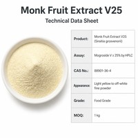 LCHBIO Extrait de Fruit du Moine en Vrac V25 Mogroside V HPLC Siraitia Grosvenorii Édulcorant Naturel pour Pâtisserie et Confiserie Qualité Chine/USA