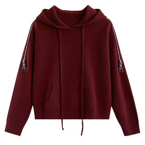 Calidad Premium Maroon Nuevo estilo Mujeres Sudadera con capucha Cremallera Estilo Mangas Tamaños personalizados - Product Image 4