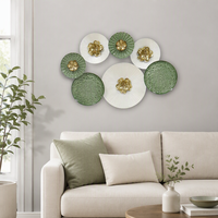Décoration Murale - Vente Fabricant - Accent Mural pour la Maison 69.85*6.35*45.09CM Gris Blanc Or Métal - Décoration de Luxe pour la Maison
