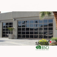 Porte de garage sectionnelle LONGTAI moderne à cadre en aluminium avec insert en verre plein, coupe-vent, finition pour villas