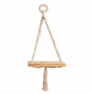 Étagères murales flottantes de bohème rustique de <span class=keywords><strong>style</strong></span> nordique moderne petit support de rangement en bois avec ficelle - Product Image 1