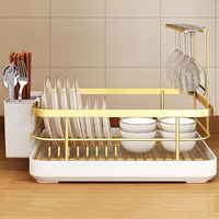 Usine prix direct plat bol vidange support de rangement panier en métal organisateur cuisine évier vaisselle support de rangement avec porte-ustensiles