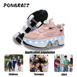 Meilleur cadeau pour les filles Patins à roulettes d'extérieur rétractables à quatre roues Modes commutables pour les divertissements d'été - Product Image 3