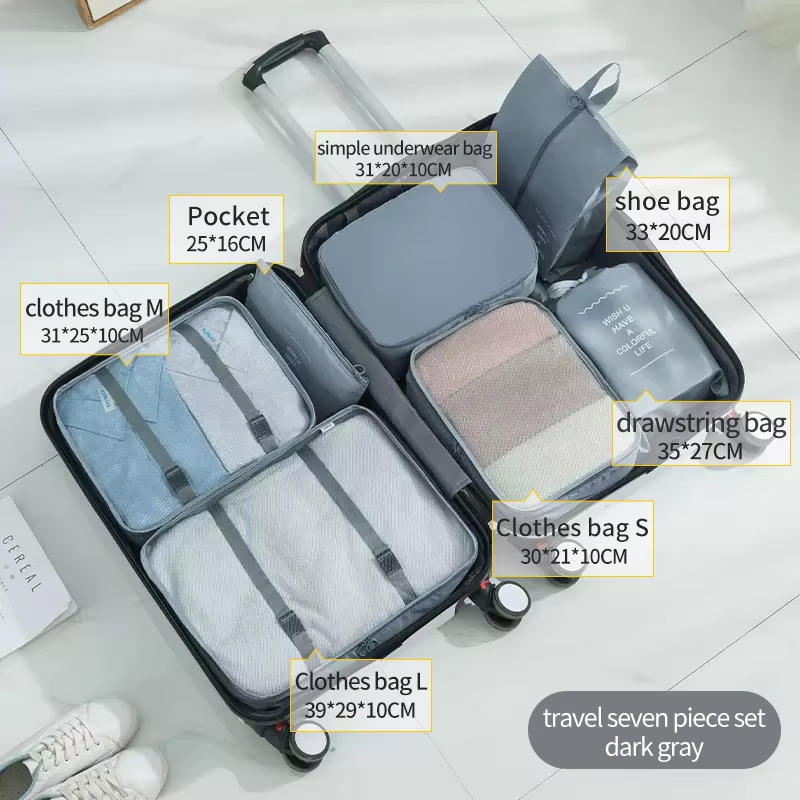 Ensemble de voyage gris 7 pièces