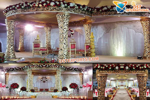 Superbes décorations de mariage en Inde du Sud Magnifique cygne blanc Mandap pour les mariages Bollywood - Product Image 2