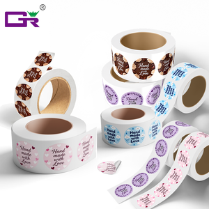 Etiquetas Redondas Personalizadas en Rollo, Adhesivos de Vinilo Impermeables, Hechas a Mano con Amor, Impresión de Etiquetas para Paquetes - Product Image 6