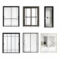 Porte coulissante double en alliage d'aluminium moderne, résistante à l'humidité, pour salle de bain intérieure