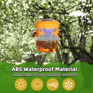Piège à mouches des fruits en silicone amovible hautement efficace avec lumière nocturne, piège écologique pour abeilles, piège solaire pour guêpes, à semi-conducteurs - Product Image 5