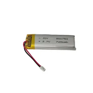 Batterie polymère lipo lithium ion li rechargeable de haute qualité 801753 3.7V 720mAh avec pcb et connecteur