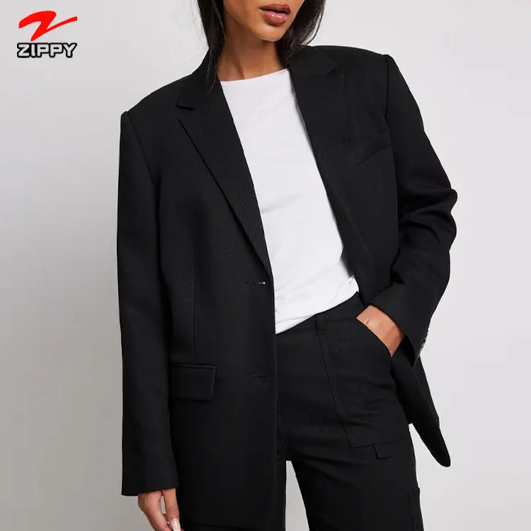 2023 Custom Women New Fashion Ladies Suit Recycled polyester Oversized Twill Blazer