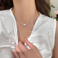Collier pendentif chaton de luxe pour femme en argent 925 plaqué rhodium avec chaîne à maillons - Cadeau, Colliers de mode, Colliers raffinés