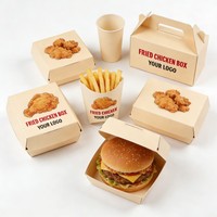 Vente directe usine : Boîte d'emballage jetable personnalisée pour restaurant, impression à l'encre de soja, qualité alimentaire, pour poulet frit, frites et hamburgers