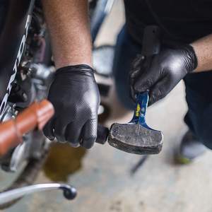 9mil negro naranja limpieza desechable grado Industrial reutilizable resistente diamante seguridad nitrilo agarre guantes 100 Uds caja - Product Image 5