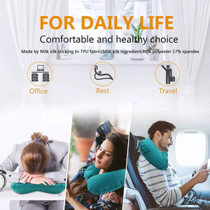 Colorful <b>Inflatable</b> Travel Neck Pillow U Shaped Air <b>Cushion</b> Adjustable Support for Airplane Train Car Office Sleeping - Product Image 4