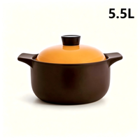 Olla de Cocina de 5.5L, Apta para Estufas sin Inducción, con Tapa de Cerámica, Resistente a Altas Temperaturas, Compatible con Estufas de Gas, Ecológica, Estilo Chino