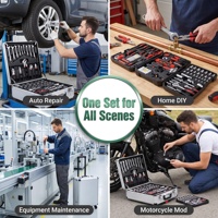 Juego de Herramientas Manuales de 187 Piezas, Juego de Llaves de Tubo de Acero CR-V, Estuche de Aluminio con Ruedas, Herramientas Mecánicas para Reparación de Automóviles, Mantenimiento de Garajes