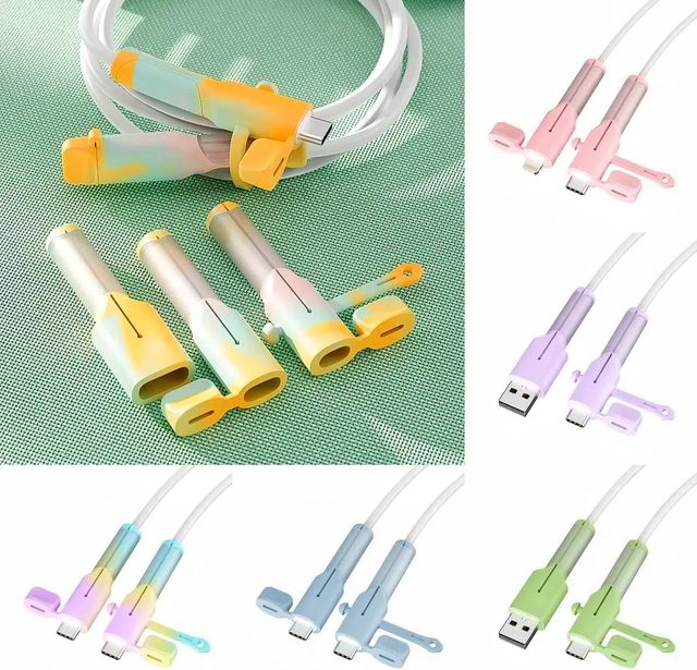 YDS Charger Cable Protector Silicone Non-Slip Cord Savers Compatible with iPhone Android Type-C Dustproof Wire Protector