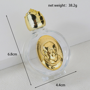 Botella de vidrio de agua bendita en relieve de 15ml, aceite de esencia de metal chapado en oro y plata cristiano católico Jesús Virgen María Michael Benedict - Product Image 2