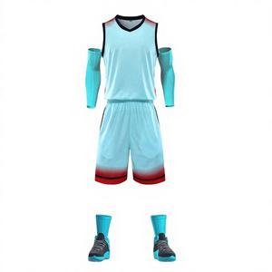 Uniforme de basket-ball unisexe, vêtements de sport respirants à séchage rapide en polyester 100% pour adultes et enfants, ensembles courts de grande taille, nouvel arrivage - Product Image 1