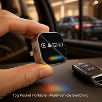 Adaptateur CarPlay LED argenté 4 en 1, sans fil, Android Auto, AirPlay, Mirror Link, dongle USB-C avec lumière ambiante colorée
