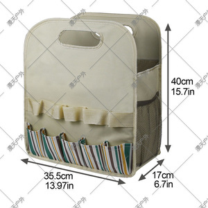 Garden <b>Tool</b> Bag Multi Compartment Portable <b>Tool</b> Duffle Bag Brown 5-9 Pockets <b>Top</b> Handle Storage Bag For Outdoor Use - Product Image 2