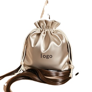 Bolsa de Embalaje Pequeña con Logotipo Personalizado para Pelucas, Bolsas de Regalo de Lujo, Bolsa de Satén con Cordón para Joyería - Product Image 1