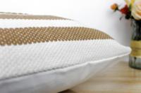 Housse de coussin décorative géométrique style bohème, rayures en relief, tissée, couleur camel