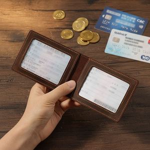 Vintage Genuine Leather Slim <b>Wallet</b> Business <b>Card</b> <b>Holder</b> <b>for</b> Men's Credit ID & Bank <b>Cards</b> - Product Image 2