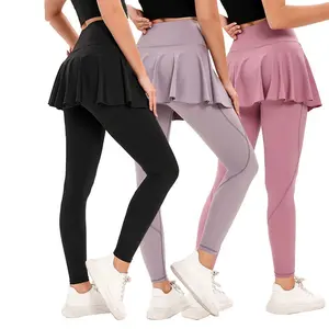 Новые штаны для йоги, женские штаны из двух частей, юбка с защитой от неудобств, плотные эластичные быстросохнущие штаны для бега и фитнеса