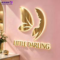 Lettres en acier inoxydable rétroéclairées par LED personnalisées de luxe, enseigne lumineuse Halo Lit, enseigne murale personnalisée avec logo de marque pour salon de beauté et de coiffure