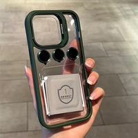 Coque de téléphone antichoc transparente avec béquille intégrée pour iPhone 17 16 15 14 13 12 11 Pro Max, dos en métal et acrylique