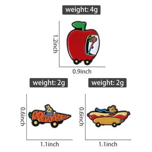 Alfileres esmaltados de películas animadas de dibujos animados Lowly Worm Apple Car Hot Dog Car Ciudad mágica Broches Insignia de solapa Regalos de joyería para amigos - Product Image 6