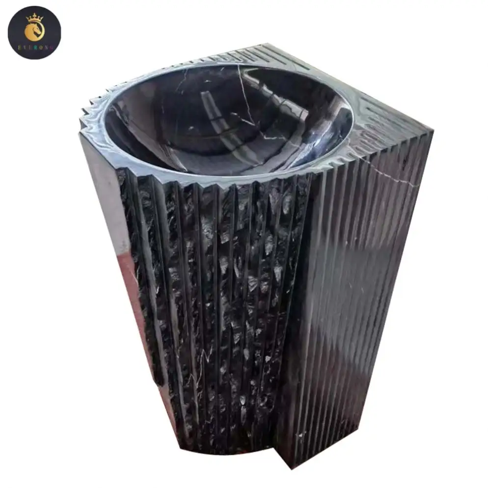 Black Marquina Marble Pedestal Wash basin