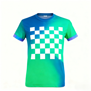 เสื้อยืดวิ่งแขนสั้นแห้งเร็วหลากสีแบบกำหนดเอง ลายตารางหมากรุกไล่เฉดสี น้ำหนักเบา เหมาะสำหรับออกกำลังกายในยิม - Product Image 4