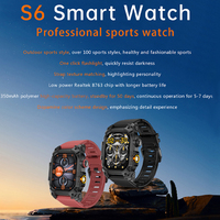Reloj Inteligente S6 para Exteriores de la Mejor Calidad para Hombre, Pantalla IPS HD de 2.01'', Llamadas por Bluetooth, Resistente al Agua IP68, Linterna LED, Más de 100 Deportes, Frecuencia Cardíaca, CE FCC