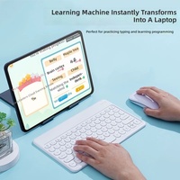 Tablette d'apprentissage 10 pouces avec clavier sans fil silencieux et souris à boutons ronds pour iPad/Tablettes et Smartphones - Idéale pour le bureau et les études - En stock