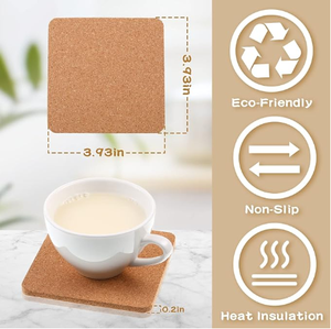 Dessous de plat carrés en liège naturel sous-verres ensemble absorbant boisson tapis assiette support cuisine tampons Table plats Bar sous-verres extérieur intérieur - Product Image 2
