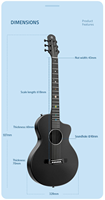 Guitare acoustique en composite de carbone Natasha China Factory 38 pouces pour débutants, musiciens/studiants folkloristes, bouton fermé, OEM ODM