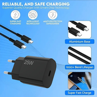 Adaptateur mural universel électrique de haute qualité 25W PD Type-C EU Super Fast Charging avec câble de 1m/1,5m/2m pour S24 S23