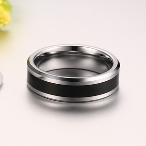 Anneaux en tungstène à rainure <span class=keywords><strong>unique</strong></span>, finition noire, populaire en Europe et en Amérique, 6 mm, bord biseauté, pour hommes et garçons - Product Image 6