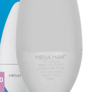 MEGAMAN MM21042-5 Lámpara LED CLASSIC con Forma de Vela, Acabado Mate, E14, 2.9W (25W), 2700K, 250lm, CRI 80, 15000h, L 100, 35, Plástico, Iluminación Interior - Product Image 2